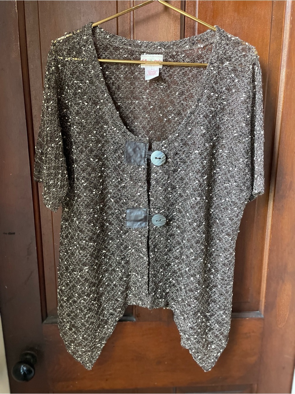 Toffee Apple women’s large short sleeve brown cardigan